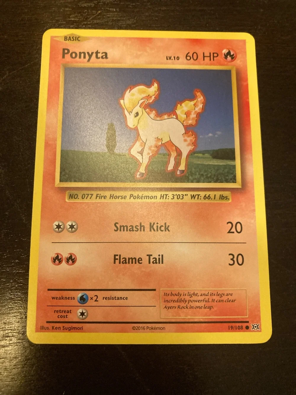 Pokemon Ponyta Card - Yellow & Orange